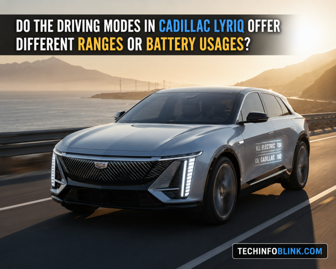 do the driving modes in cadillac lyriq offer different ranges or battery usages?